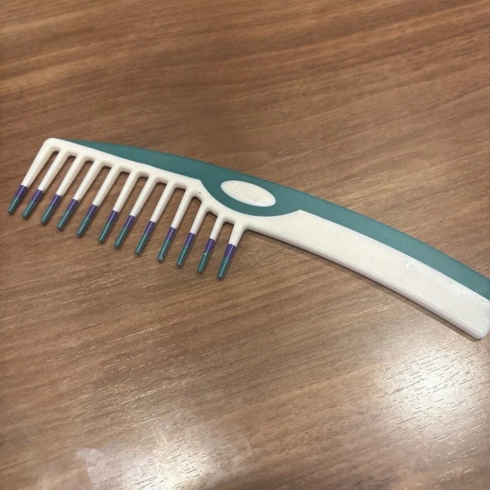 Vtg Goody Wide Tooth Hair Comb Non-slip Color Dip Retro '90s Green Purple